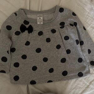 Carter's Gray Sweater with Black Polka Dots